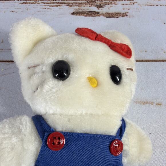 Vintage 1983 Hello Kitty 6" Plush Blue Overalls Child Guidance Sanrio - Rare! - Picture 2 of 7